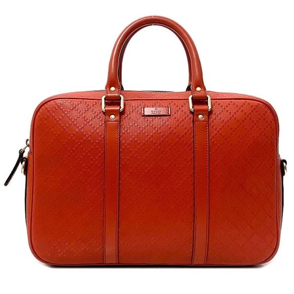 Gucci Diamante Orange Red Bright Calf Leather 2-way Business Bag Shoulder Bag - Picture 2 of 7